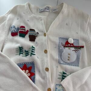 SPICE OF LIFE Women's Vintage Holiday Christmas Sweater Cardigan Buttons Size L